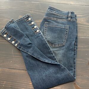 CeCe Dark Blue Skinny Jeans with Button Accents